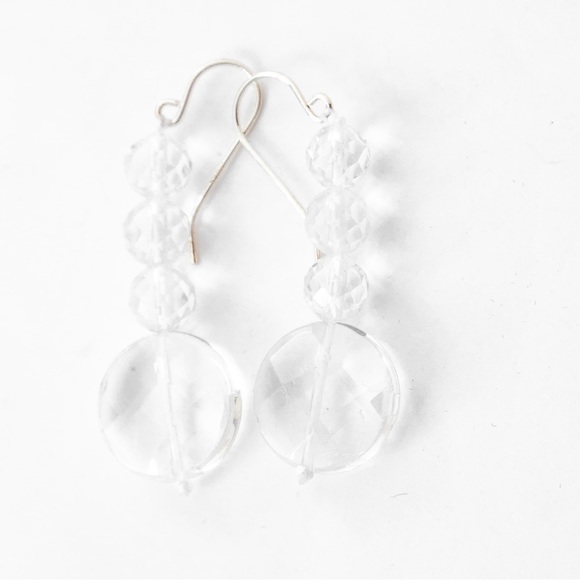 Jess David Clear By Design Quartz drop style faceted stone earrings clear quartz - Picture 6 of 11